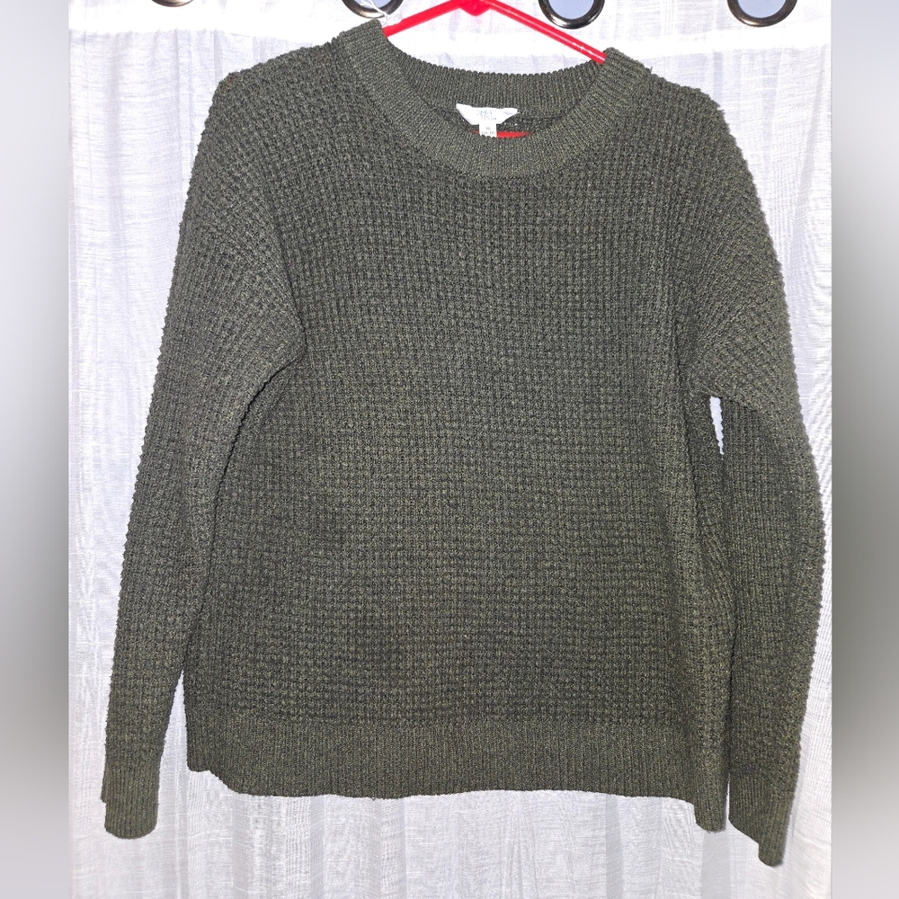 Womens Army Green Knit Long Sleeve Sweater Size XL